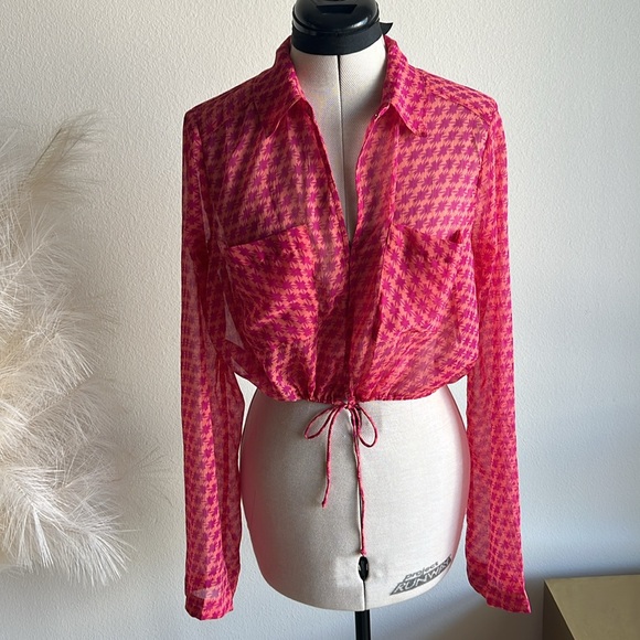 Free People Tops - free people pink print cropped sheer top